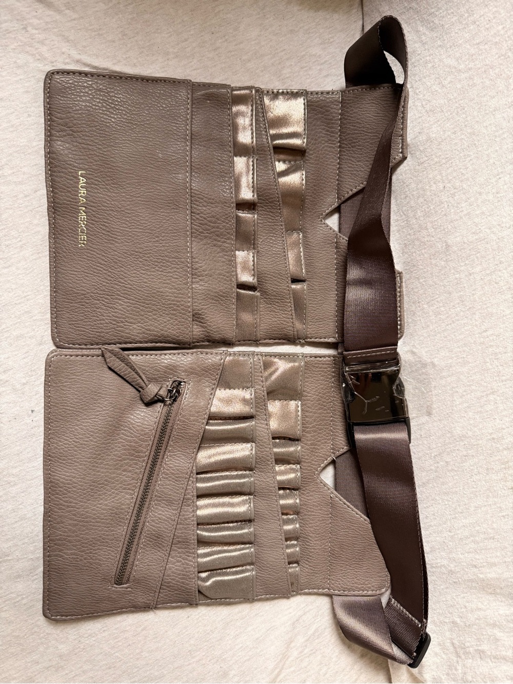 Laura Mercier Gray Leather Makeup Organizer Belt